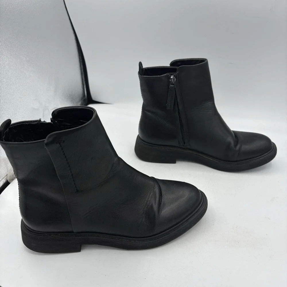 Franco Sarto Boots Womens Size 7 Beam Black‎ Leather Ankle Booties